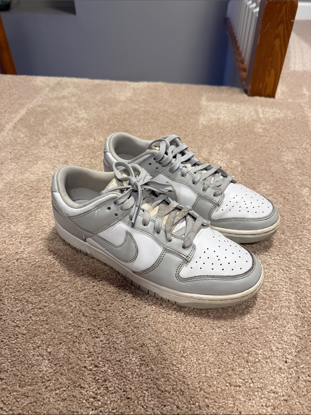 Nike Men’s Low Dunks in Gray and White